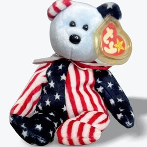 Vintage Ty Beanie Baby Spangle The Bear 4th‎ of July Limited Edition Patriotic